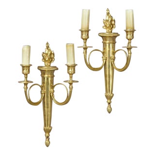 Neoclassical Gilt Two-Light Sconce - a Pair For Sale