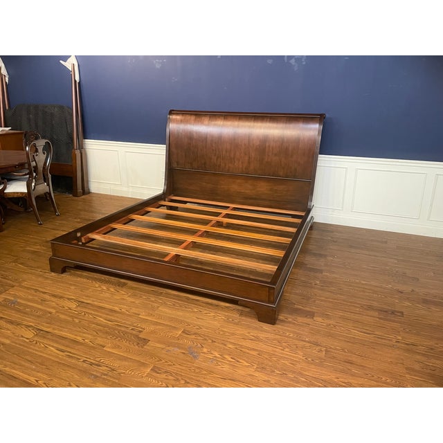 Mahogany King Size Sleigh Bed With Low Footboard by Leighton Hall - Showroom Sample For Sale In Atlanta - Image 6 of 10