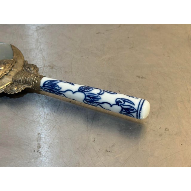 Delft Antique Delftware Blue/White Ceramic W/ Silver Magnifying Glass or Loupe For Sale - Image 4 of 4