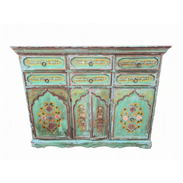 Mid-Century Indian Hand-Painted Wooden Chest of Drawers, 1970s For Sale - Image 16 of 16