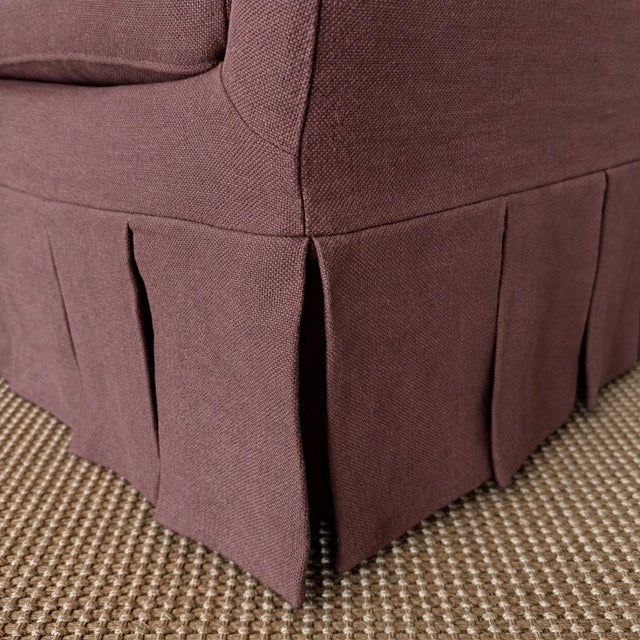 Parisian Chair Slip Covered in Belgian Linen- Dark Rust For Sale In Los Angeles - Image 6 of 10