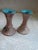 Add a touch of organic texture to your tabletop with this charming pair of vintage ceramic candle holders. Featuring a...