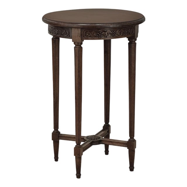 Antique French Louis XVI Style Hand Carved Walnut Guéridon ~ Side Table For Sale