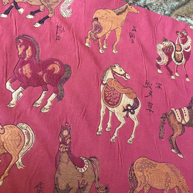Tyler Hall Horses Light Burgundy Fabric For Sale - Image 4 of 4