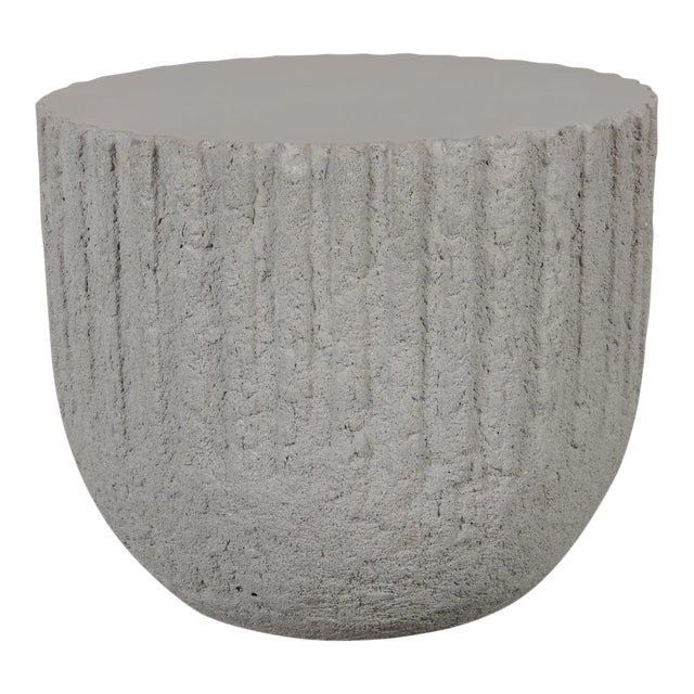 Cove Cement Round Outdoor Side Table For Sale