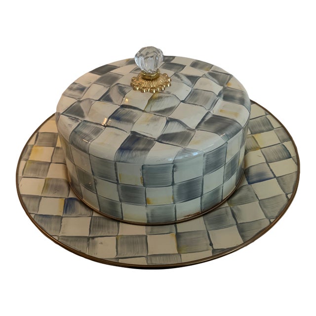 Mackenzie Childs Sterling Check Cake Carrier For Sale