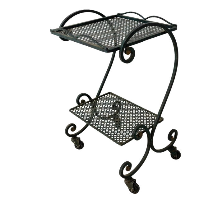 French Iron Table Trolley Console with Wheels, 1960s For Sale