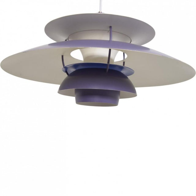 Poul henningsen ph5 lamp with purple metal shades. The lamp is from the 1980s and appears with some marks and scratches....