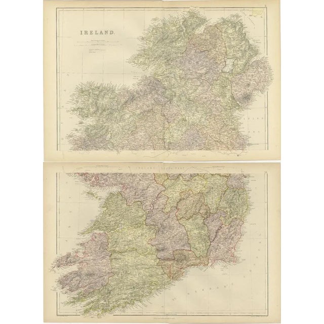 Cartographic Views of Irelands North and South Regions, 1882, Set of 2 For Sale - Image 4 of 6