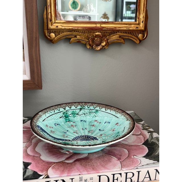 Villeroy & Boch Antique Villeroy & Boch Majolica Fan Bowl, C. 1900 For Sale - Image 4 of 9