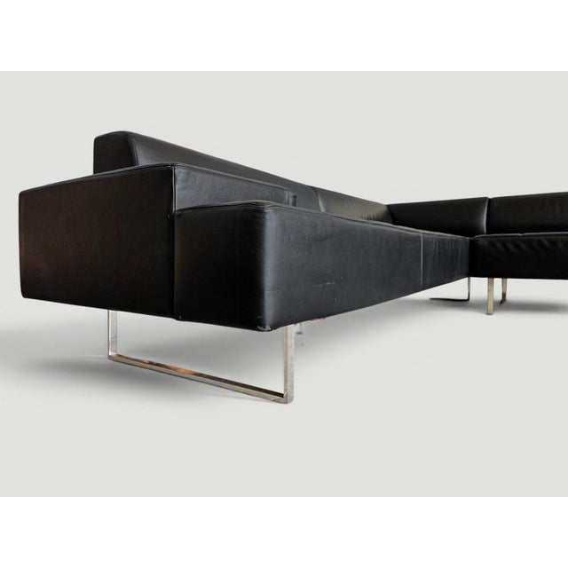 Quadra Black Leather Sectional Sofa by Poltrona Frau, 2005 For Sale - Image 13 of 18