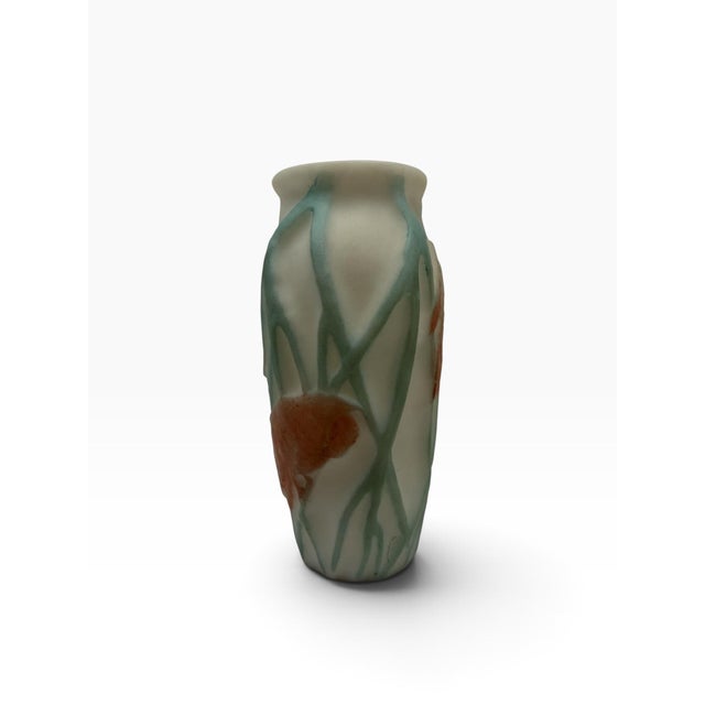 French Country Antique 1920s Consolidated Glass "Screech Owl" Molded Satin Glass Vase For Sale - Image 3 of 7