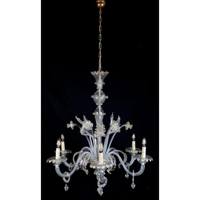Venetian Murano Glass 6-Arm Chandelier For Sale - Image 9 of 9