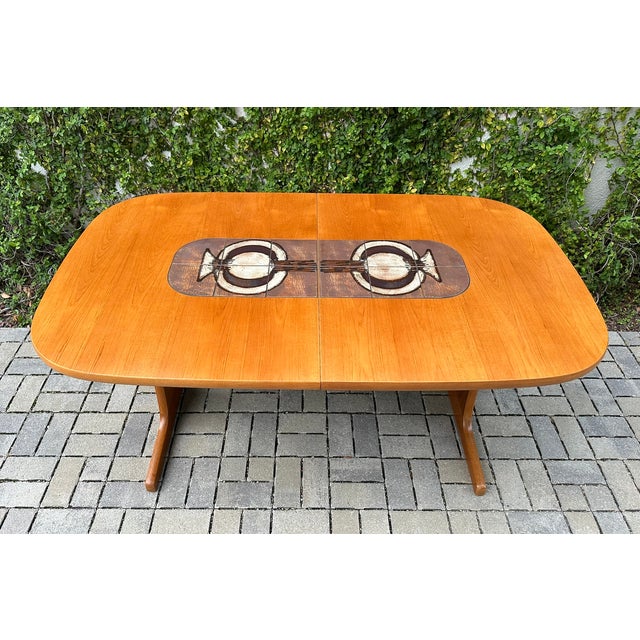 Dyrlund Vintage Danish Modern Teak & Tile Extension Dining Table by Gangso Mobler For Sale - Image 4 of 16