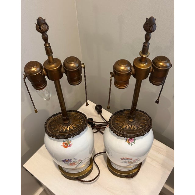 Manufacture de Sevres Vintage French Style Porcelain Urn Lamps With Gilt Ormolu Mounts – Neoclassical - a Pair For Sale - Image 4 of 10