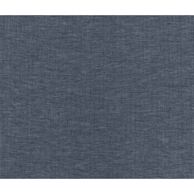 Sample - Schumacher Island Stripe Sheer Fabric in Indigo For Sale