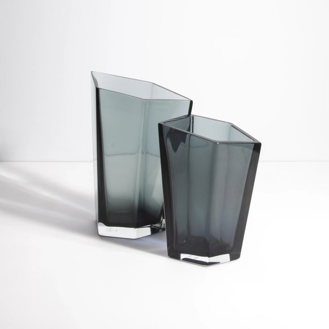 Hand Blown Murano Penta Vase in Grey Large For Sale - Image 10 of 12