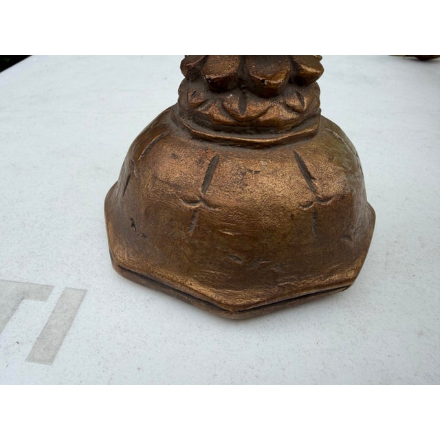 Late 20th Century Vintage Tall Neoclassical Gilt Plaster Column Candlesticks, a Pair For Sale - Image 5 of 10