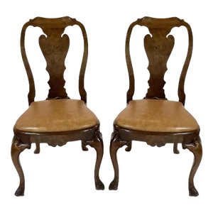 George III Style Burton Ching Burl Walnut Dining Chairs