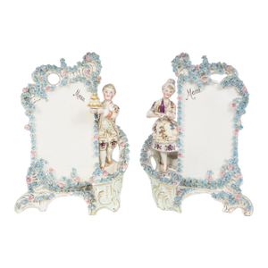19th Century Pair of Antique Porcelain Figural Menu Stands