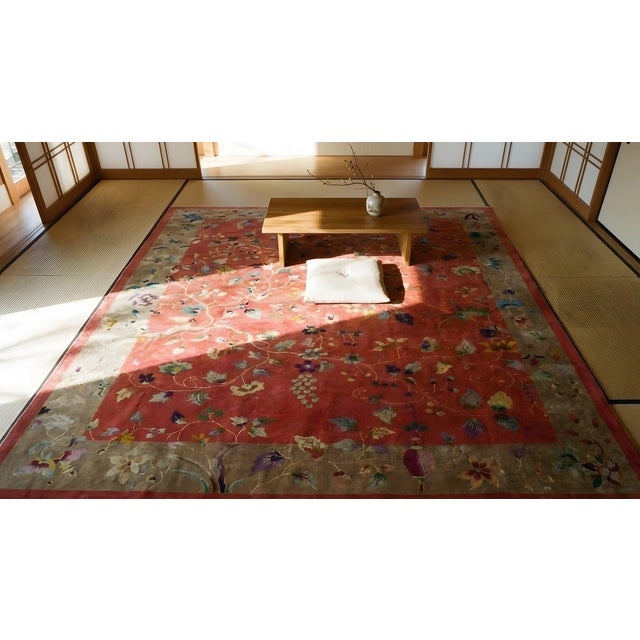 Red 1920s Chinese Art Deco Carpet ( 8'9" x 11'6" - 266 x 350 ) For Sale - Image 8 of 10