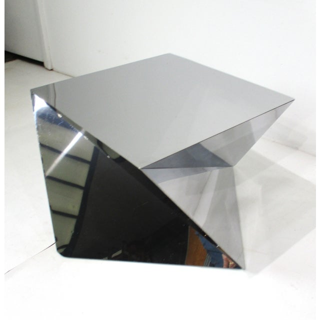 1970's Chromed Origami Styled Angled Side Tables For Sale - Image 9 of 12