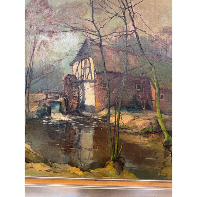 Brown 20th Century Watermill Oil Painting For Sale - Image 8 of 10