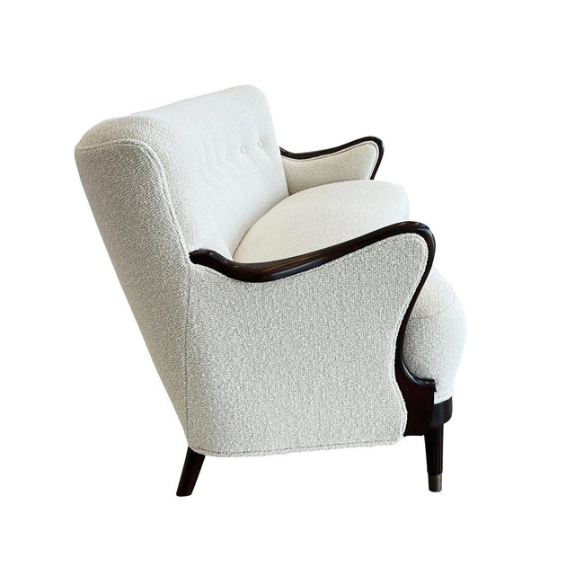 1940s 1940s Danish Modern Sofa by Alfred Christensen in Ivory Bouclé For Sale - Image 5 of 18