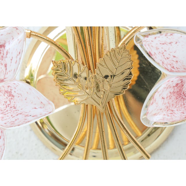 Glass 1970s Murano Wall Light Pink Flowers - Set of 2 For Sale - Image 7 of 15
