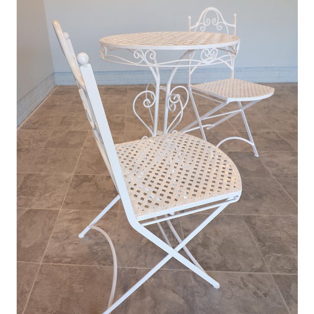 Vintage Mid-Century Wrought Iron Bistro Set, 3 Pieces For Sale - Image 4 of 11