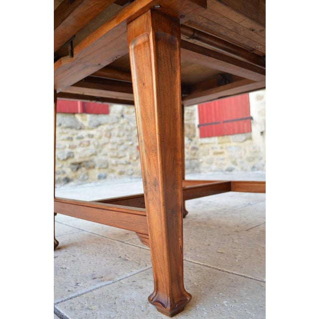 Art Nouveau Extending Dining Table in Carved Walnut, France, 1900s For Sale - Image 16 of 17