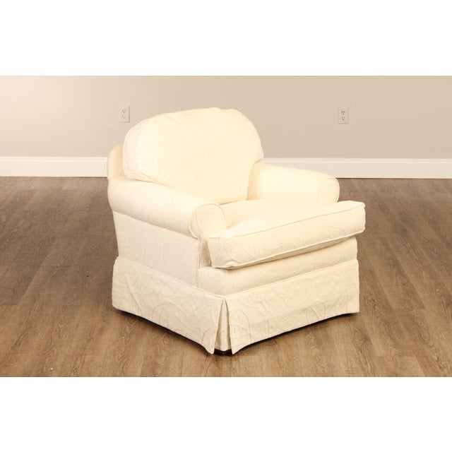 1990s Ethan Allen Upholstered Lounge Chair and Ottoman For Sale - Image 5 of 12