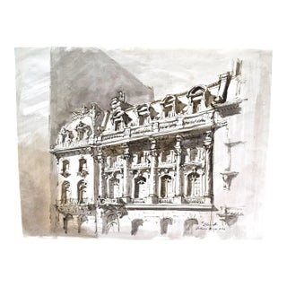 Stillman House Lycee Francais Nyc Watercolor on Paper For Sale