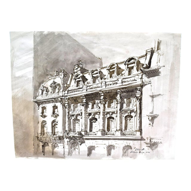 Stillman House Lycee Francais Nyc Watercolor on Paper For Sale