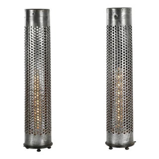 Perforated Shell Casings Transformed Into Lamps, Set of 2 For Sale