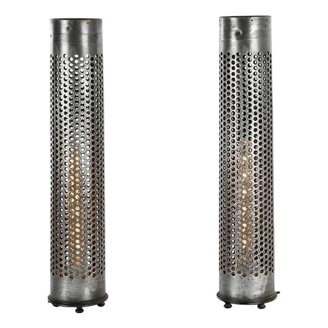 Perforated Shell Casings Transformed Into Lamps, Set of 2 For Sale