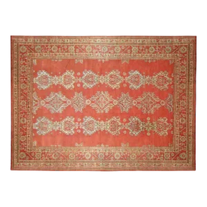 Antique Hand-Knotted Turkish Oushak Oriental Carpet