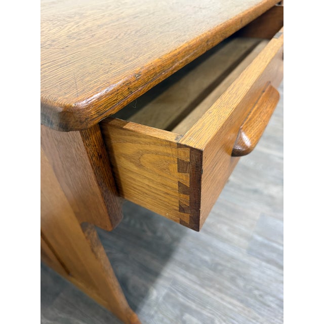 Antique American Arts & Crafts Mission Quarter Sawn White Oak Library Table Desk For Sale - Image 12 of 15