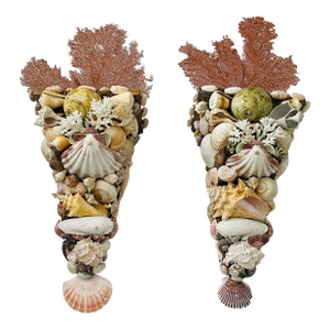 Impressive Pair Sea Shell Encrusted Wall Brackets