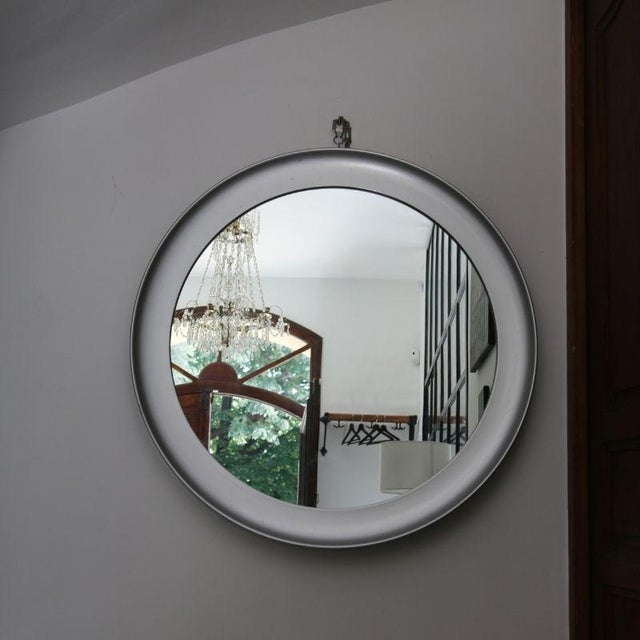 Circular Brushed Metal Mirror attributed to Sergio Mazza for Artemide, Italy, 1960s-1970s For Sale - Image 9 of 14