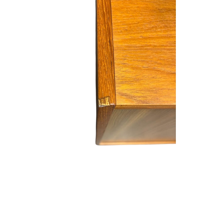 Brown Pair of Mid-Century Danish Modern Teak Filing Cabinet With Lock and a Caster Base. For Sale - Image 8 of 9