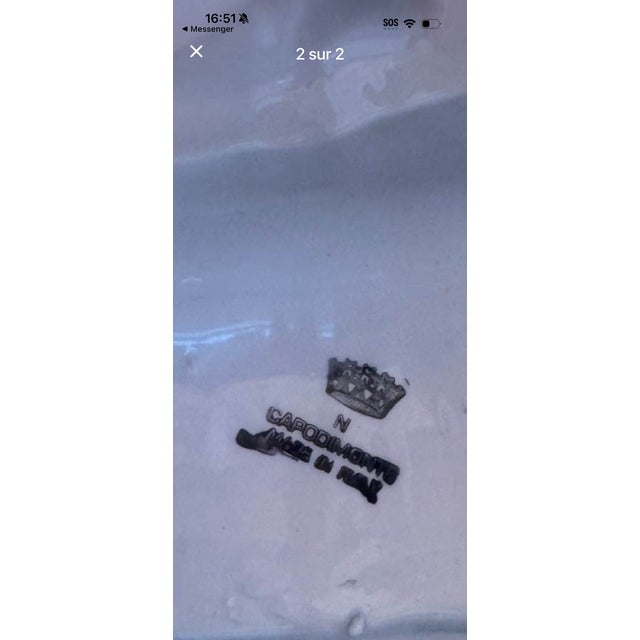 1970s Huge 28" Vintage Capodimonte Porcelain Figurine Pair - Italian Peasant Couple - Crown N Mark - XL Floor Statues Hand Painted Italy Decor For Sale - Image 5 of 8