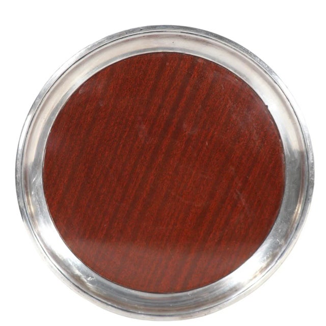 2 Faux Wood Grain Formica and Chrome Serving Trays by Crescent | Chairish