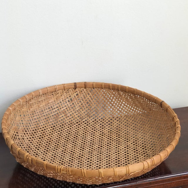 Vintage Mid-20th Century Handwoven Chinese Winnowing Basket For Sale - Image 10 of 11