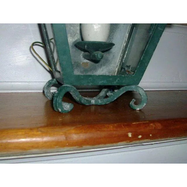 Early 20th Century Art Deco Paint Decorated Iron Wall Sconce Lantern For Sale In New York - Image 6 of 9