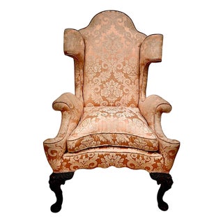Antique Queen Anne-Style Wingback Armchair For Sale