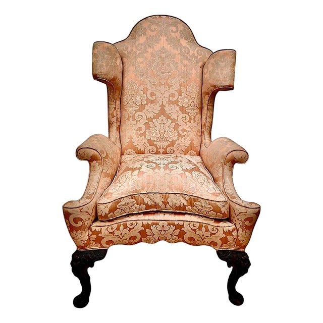 Antique Queen Anne-Style Wingback Armchair For Sale