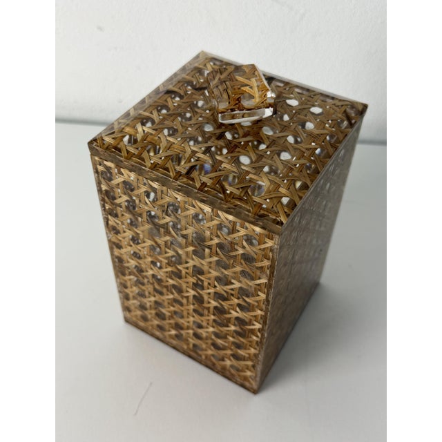 Mid-Century Italian Acrylic Glass and Rattan Box in the style of Christian Dior, 1970 For Sale - Image 6 of 6