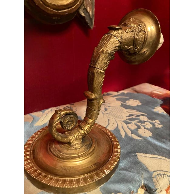 Italian Louis XVI Gilt Bronze Single-Arm Wall Light Sconces, Set of 2 For Sale - Image 10 of 12