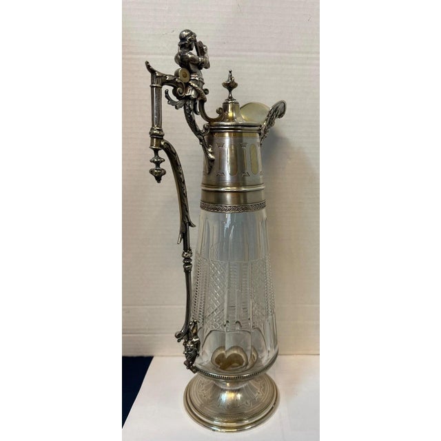 Metal Late 19th Century German Silverplate & Crystal Claret For Sale - Image 7 of 11